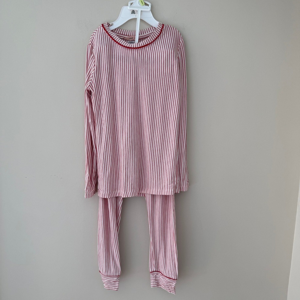 Eberjey Kids Gisele Red White Striped Tencel Modal Pajama Set Size 6 Long Sleeve